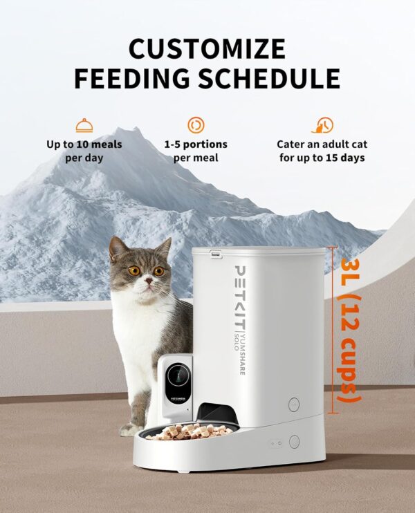 PETKIT Automatic Pet Feeder with Camera, 1080P HD Video with Night Vision, 2.4G WiFi Cat Dog Feeder with 2-Way Audio,Smart App Control Pet Dry Food Dispenser for Cats and Dogs with Non-Stick Food Bowl - Image 3