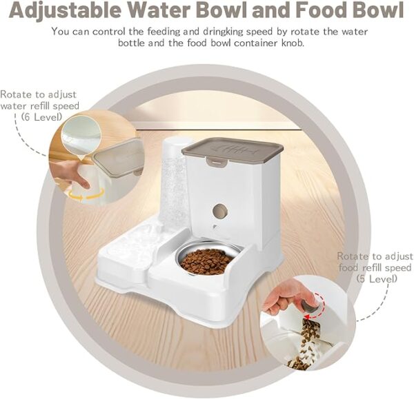 Yummy Sam Extra Large Cat Automatic Feeder Water Bottle Dispenser, Integrated Large Capacity Dog 1L Water Bowl 2.8L Food Bowl Set Feeding Station Feeder Dish for Puppy Cats Rabbit Ferret (White) - Image 4