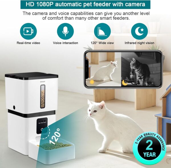 DoHonest Automatic Dog Feeder with Camera - 5G WiFi Easy Setup 8L Motion Detection Smart Cat Food Dispenser 1080P HD Video Recording 2-Way Audio Timed Pet Feeder App Control Night Vision Visit the DoHonest Store - Image 6