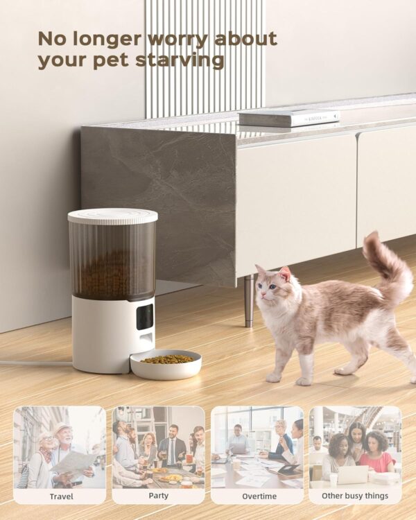 Automatic Cat Feeders, WiFi Timed Cat Feeder with 10s Dining Call, 4L Cat Food Dispenser with Custom Schedule up to 12 Portions 10 Meals Per Day, APP Control - Image 5