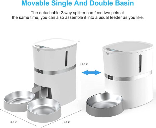 Automatic Cat Feeder, Smart Pet Food Dispenser with APP Control,WiFi Enabled Automatic Feeder for Dogs, Cats & Small Pets, Double Stainless Steel Bowls,6 Meals Portion Control and Voice Recording - Image 3