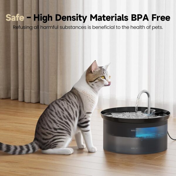 Cat Water Fountain: BMDSAE 88Oz Pet Water Fountains Indoor 24/7 Running Water Supplies Dispenser for Drinking Dish Automatic Dog Waterer Bowls Flow Ultra Quiet Pump Faucet Bottle Watering - Image 4