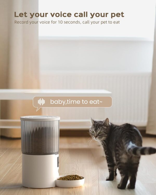 Automatic Cat Feeders, WiFi Timed Cat Feeder with 10s Dining Call, 4L Cat Food Dispenser with Custom Schedule up to 12 Portions 10 Meals Per Day, APP Control - Image 2