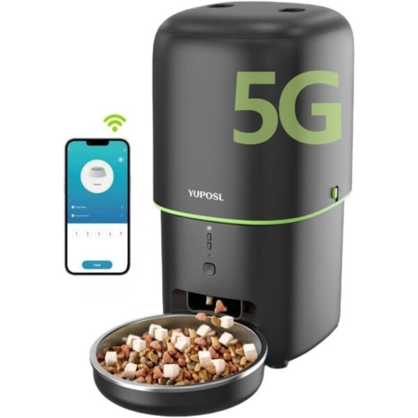 5G WiFi Automatic Cat Feeders Easy to Use - 2L/4L Cat Food Dispenser, Automatic Timed Cat Feeder with Dual-Band WiFi APP Control for Remote Feeding, Easy to Clean Also for Dogs