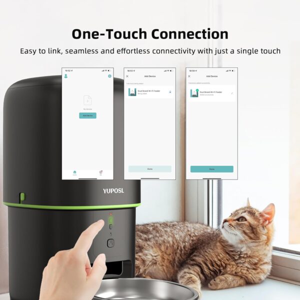 5G WiFi Automatic Cat Feeders Easy to Use - 2L/4L Cat Food Dispenser, Automatic Timed Cat Feeder with Dual-Band WiFi APP Control for Remote Feeding, Easy to Clean Also for Dogs - Image 5