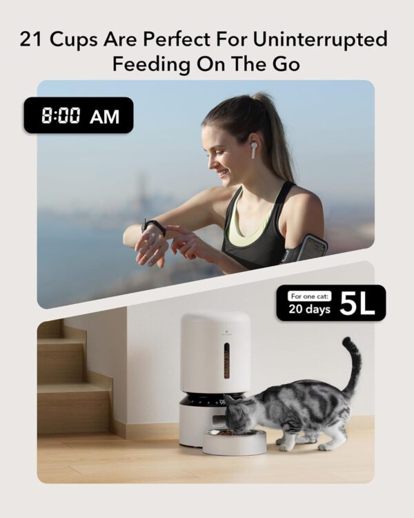 PETLIBRO Automatic Cat Feeder, Automatic Dog Feeder with Freshness Preservation, 5L Timed Cat Feeders for Dry Food, Up to 6 Meals Per Day, Granary Pet Feeder for Cats/Dogs - Image 5