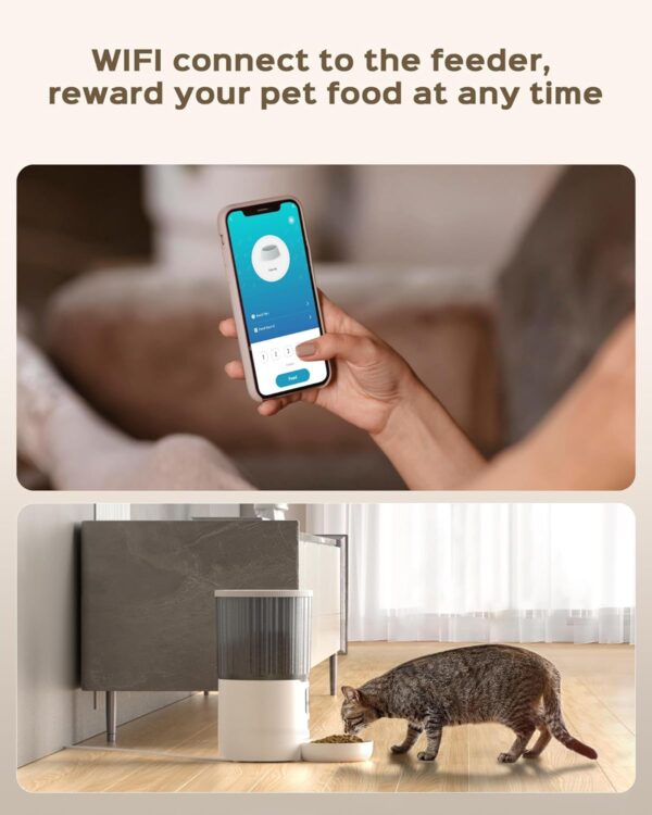 Automatic Cat Feeders, WiFi Timed Cat Feeder with 10s Dining Call, 4L Cat Food Dispenser with Custom Schedule up to 12 Portions 10 Meals Per Day, APP Control - Image 4