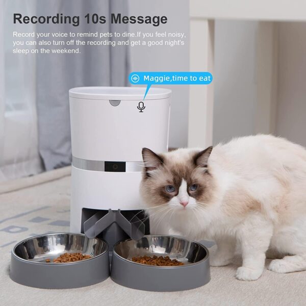 Automatic Cat Feeder, Smart Pet Food Dispenser with APP Control,WiFi Enabled Automatic Feeder for Dogs, Cats & Small Pets, Double Stainless Steel Bowls,6 Meals Portion Control and Voice Recording - Image 4