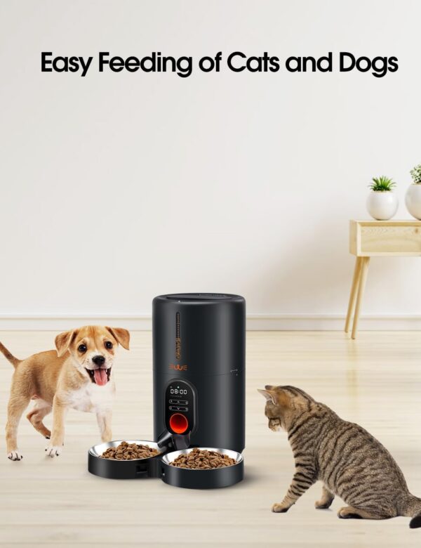 Automatic Cat Food Dispenser for Two Cats, BPA Free, 4L/17 Cups Large Capacity, Voice Record Meal Call, Safe and Reliable Feeder, Dual Power Supply - Image 5