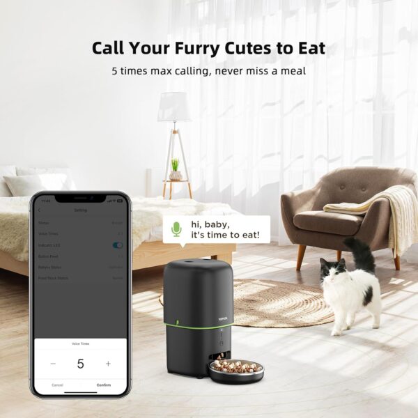 5G WiFi Automatic Cat Feeders Easy to Use - 2L/4L Cat Food Dispenser, Automatic Timed Cat Feeder with Dual-Band WiFi APP Control for Remote Feeding, Easy to Clean Also for Dogs - Image 2