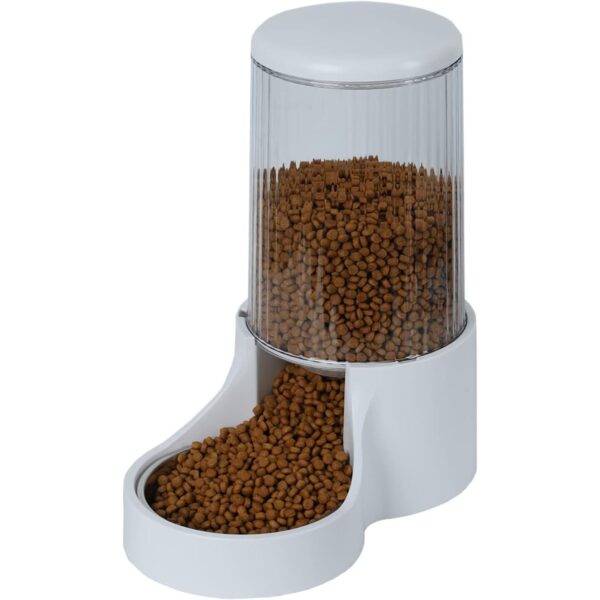 Automatic Cat Feeder, 3.8L Large Automatic Cat Feeders Gravity Cat Food Dispenser with Detachable Top Lid, Visible Bottle and Stainless Steel Bowl for Cat, Dog and Pet (White)