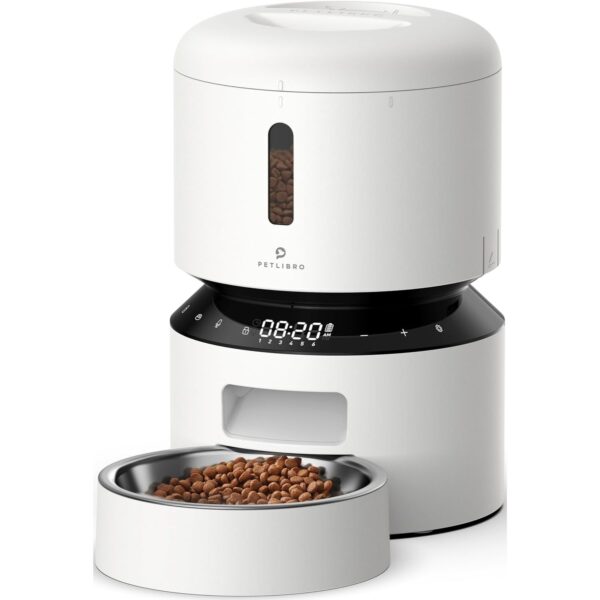 PETLIBRO Automatic Cat Feeder, Automatic Cat Food Dispenser with Freshness Preservation, 3L Timed Cat Feeders for Dry Food, Up to 50 Portions 6 Meals Per Day, Granary Pet Feeder for Cats, White