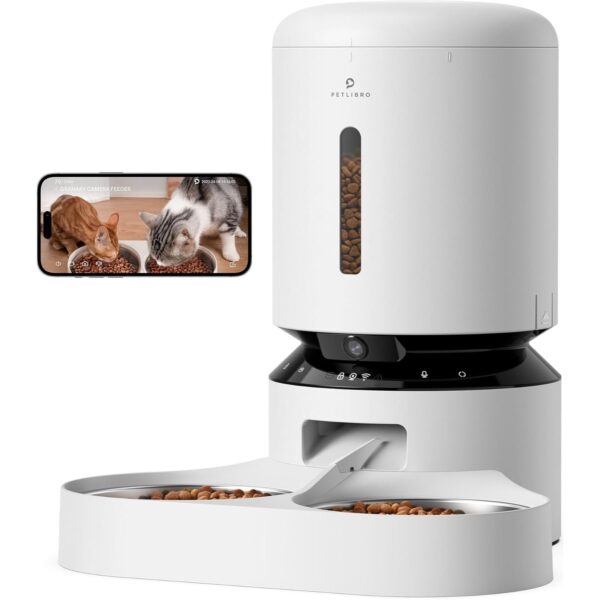 PETLIBRO Automatic Cat Feeder with Camera for Two Cats, 1080P HD Video with Night Vision, 5G WiFi Pet Feeder with Phone APP Control, 2-Way Audio for Cat & Dog, Low Food & Motion & Sound Alerts