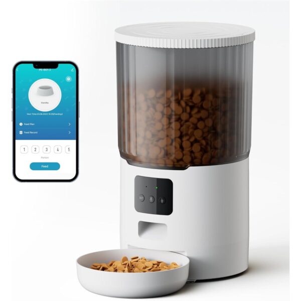 Automatic Cat Feeders, WiFi Timed Cat Feeder with 10s Dining Call, 4L Cat Food Dispenser with Custom Schedule up to 12 Portions 10 Meals Per Day, APP Control