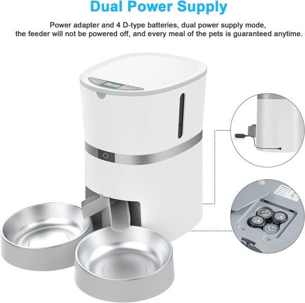 Automatic Cat Feeder, Smart Pet Food Dispenser with APP Control,WiFi Enabled Automatic Feeder for Dogs, Cats & Small Pets, Double Stainless Steel Bowls,6 Meals Portion Control and Voice Recording - Image 7