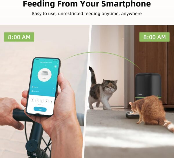 5G WiFi Automatic Cat Feeders Easy to Use - 2L/4L Cat Food Dispenser, Automatic Timed Cat Feeder with Dual-Band WiFi APP Control for Remote Feeding, Easy to Clean Also for Dogs - Image 4