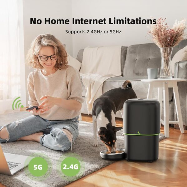 5G WiFi Automatic Cat Feeders Easy to Use - 2L/4L Cat Food Dispenser, Automatic Timed Cat Feeder with Dual-Band WiFi APP Control for Remote Feeding, Easy to Clean Also for Dogs - Image 6