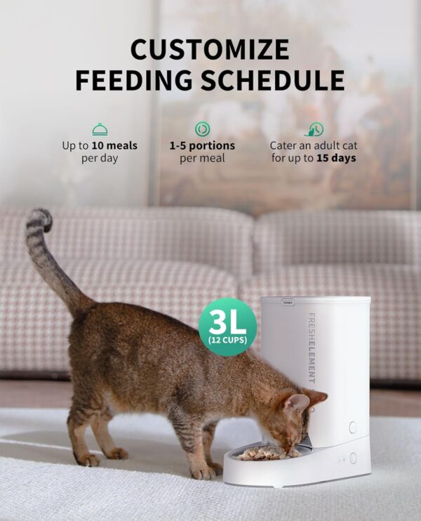 PETKIT Automatic Cat Feeder, 2.4G WiFi Automatic Dog Feeder with Anti-Blockage Impeller, App Control/Monitor 3L Pet Feeder, Up to 10 Meals Per Day, Schedule Feeding/Food Shortage Alert/Disccant Bag - Image 4