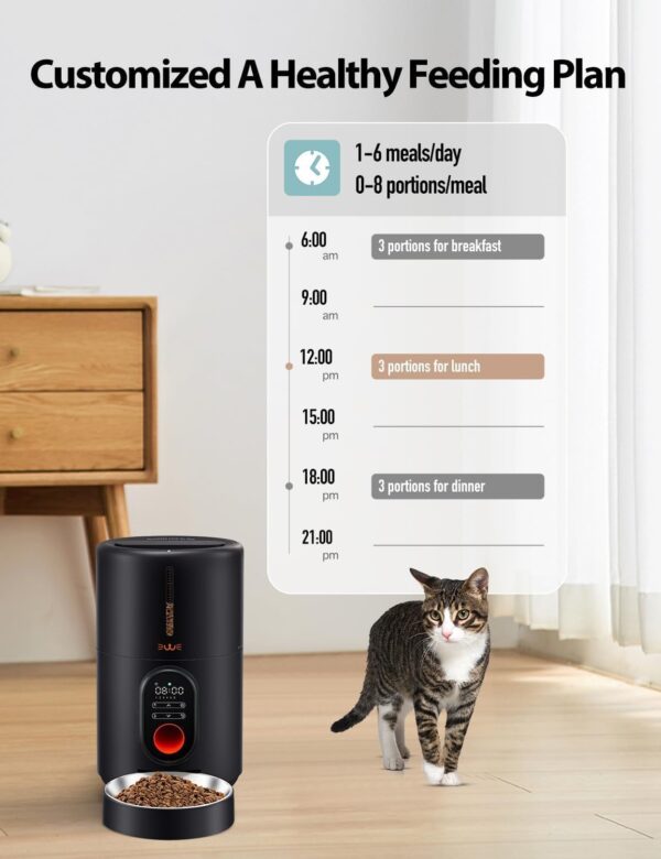 Automatic Cat Food Dispenser, Automatic Cat Feeders with Freshness Preservation, Timed Cat Feeder for Dry Food,Up to 6 Meals Per Day,Timed Pet Feeder for Cats/Dogs - Image 3