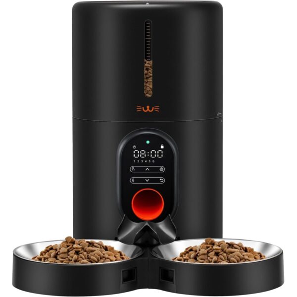 Automatic Cat Food Dispenser for Two Cats, BPA Free, 4L/17 Cups Large Capacity, Voice Record Meal Call, Safe and Reliable Feeder, Dual Power Supply