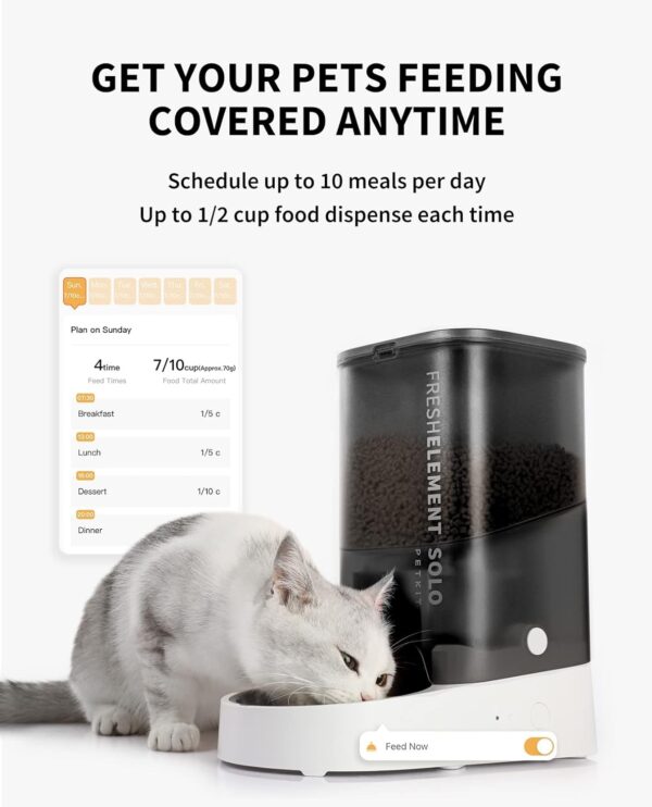 PETKIT Automatic Cat Feeder, 2.4G WiFi Automatic Dog Feeder with Anti-Blockage Impeller, App Control/Monitor 3L Pet Feeder, Up to 10 Meals Per Day, Schedule Feeding/Food Shortage Alert/Disccant Bag - Image 6