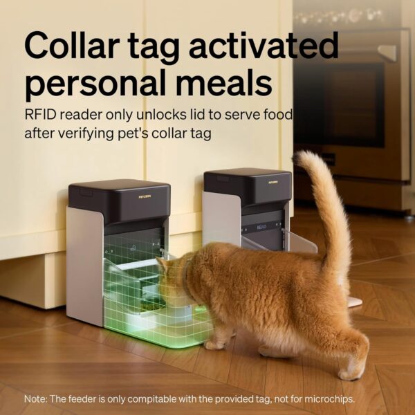 PETLIBRO Upgraded RFID Automatic Cat Feeder, 5G Wi-Fi Automatic Pet Feeder, 3L Auto Cat Feeder App Control with Light Collar Tag, Tag Activated One Automatic Cat Food Dispenser 1-10 Meals Control - Image 8