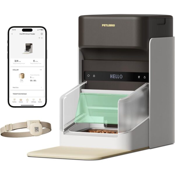 PETLIBRO Upgraded RFID Automatic Cat Feeder, 5G Wi-Fi Automatic Pet Feeder, 3L Auto Cat Feeder App Control with Light Collar Tag, Tag Activated One Automatic Cat Food Dispenser 1-10 Meals Control